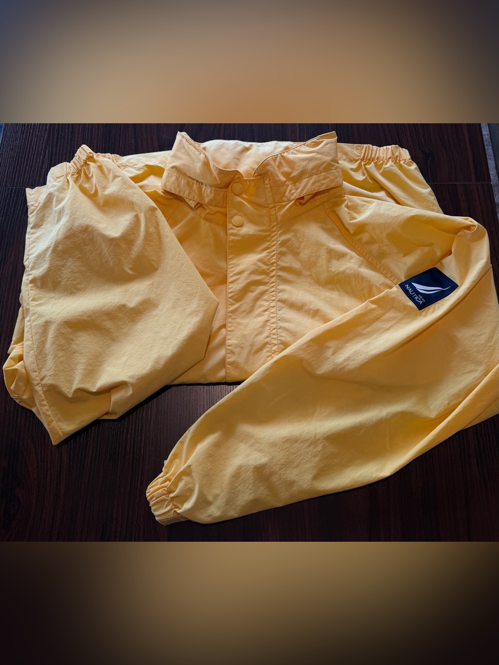 Vintage 90s Nautica NS-83 XXL Yellow Sailing Windbreaker Jacket Hooded